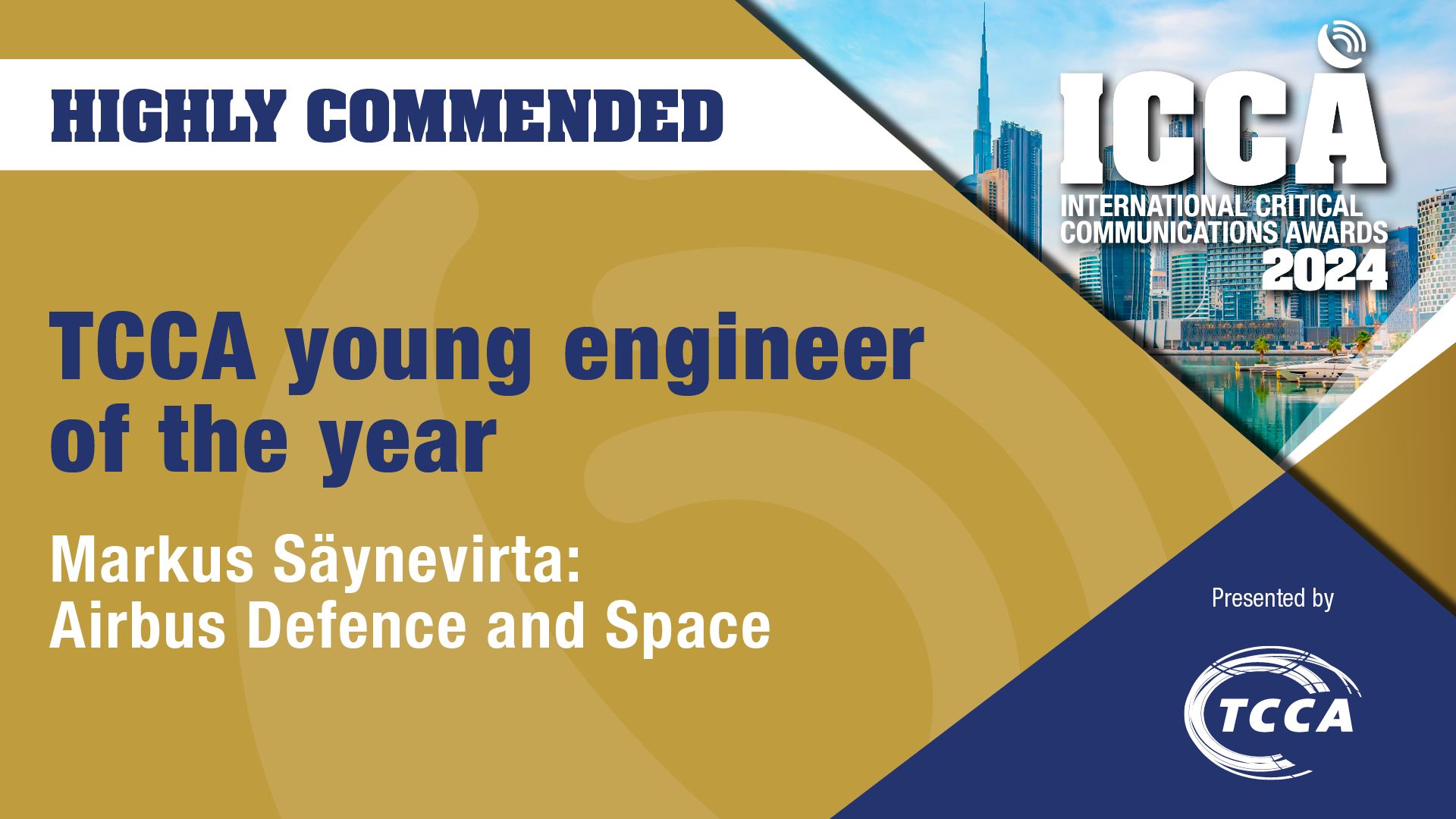 Logo TCCA young engineer of the year ICCA Awards 2024-2
