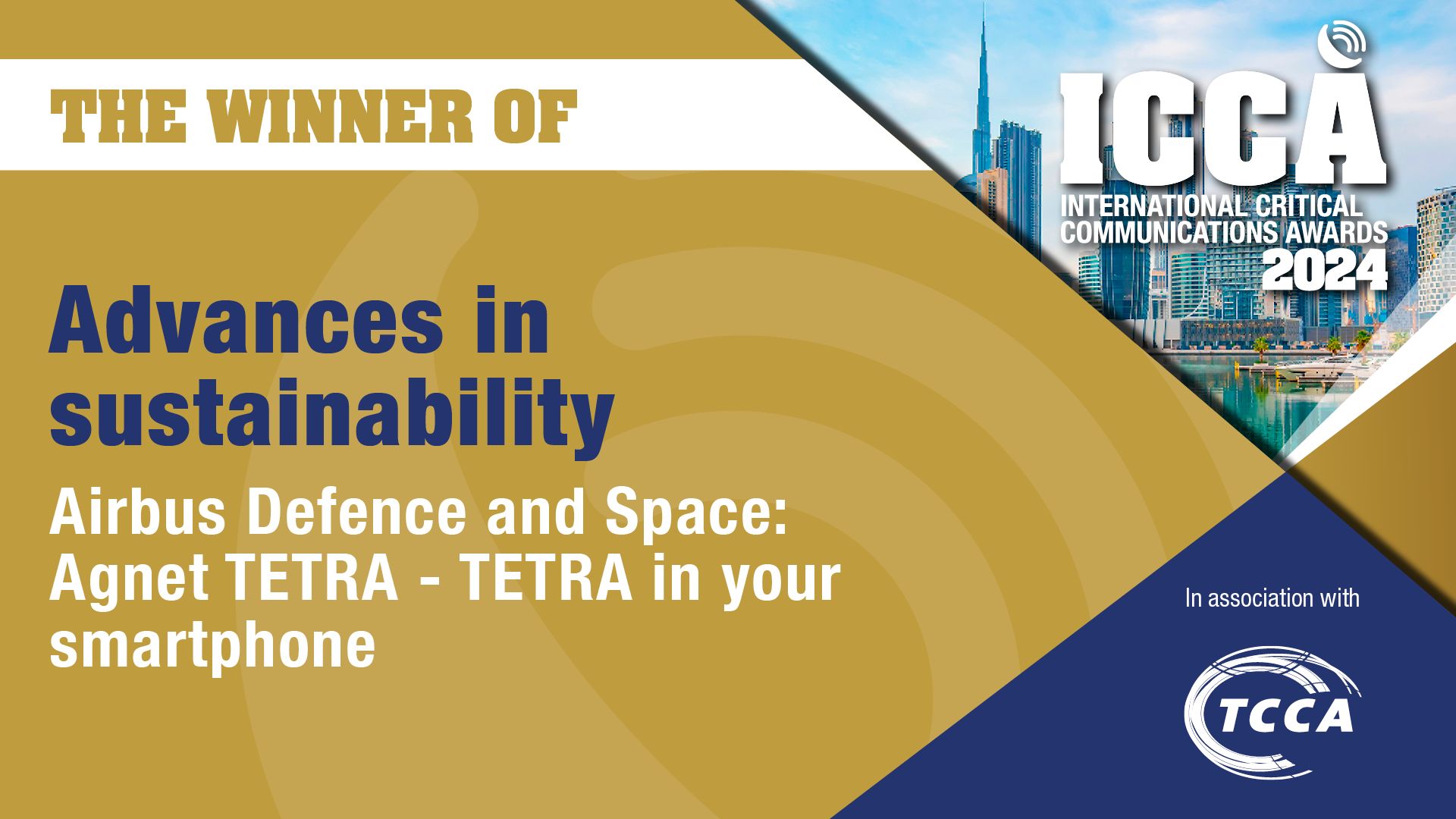Logo winner of Advances in sustainability Agnet TETRA ICCA Awards 2024-1